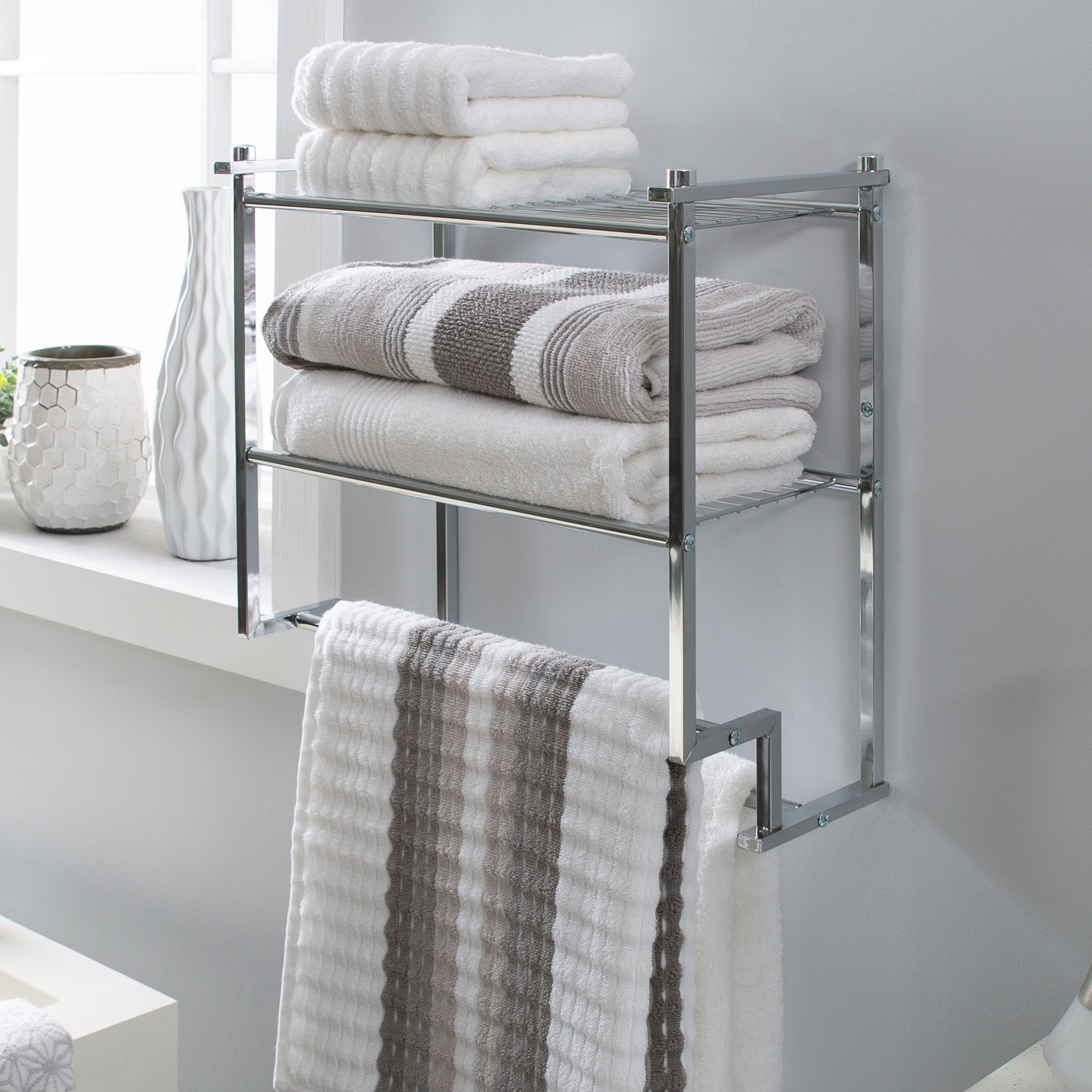 Rebrilliant Tulane 2 Piece Metal Tiered Shelf with Towel Bar Reviews Wayfair Canada